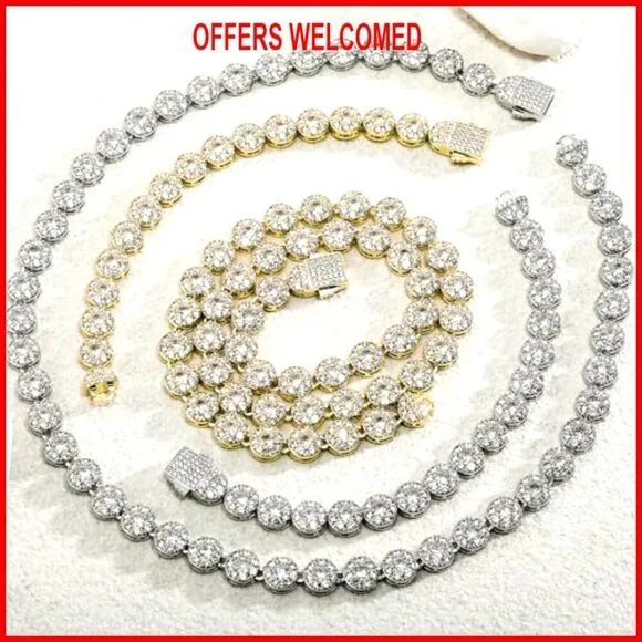 10mm Gold Plated Tennis Bracelet, 6.5 Inch, Cubic Zirconia Iced Out Link - Picture 3 of 7